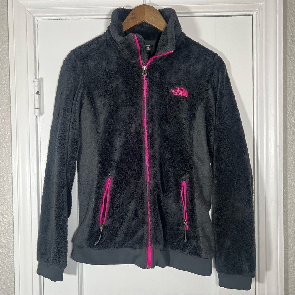 The North Face Dark Gray/Pink Osito Fleece Full Zip Jacket